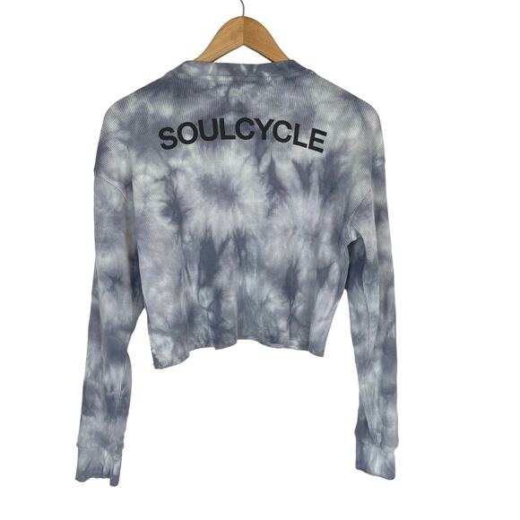 SoulCycle Julia Cropped Waffle Sweatshirt Long Sleeve Top Blue Black Small - Picture 4 of 7